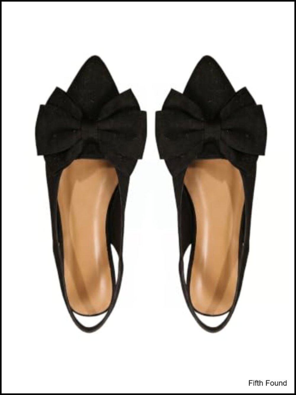 BEAUDRM Women's Slingback Flats Pointed Toe Bow Low Heel Flat Shoes